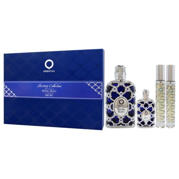 Orientica Royal Bleu for Unisex - 4 Pc Gift Set 2.7oz EDP Spray, 2 x 10ml EDP Spray, 7.5ml EDP Splash - Image 5