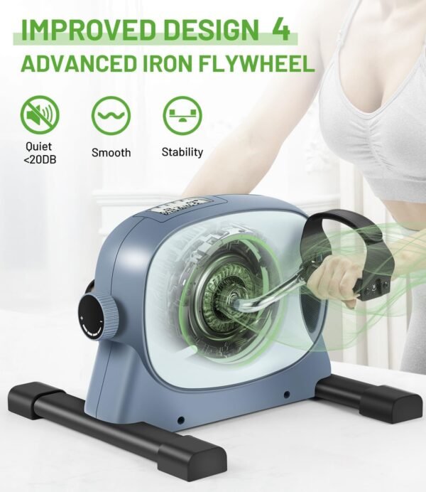 Under Desk Bike Pedal Exerciser, Portable Mini Exercise Bike with LCD Display for Home/Office, Desk Cycle for Leg/Arm with Handle, Leg Exerciser While Sitting for Physical Therapy - Image 7