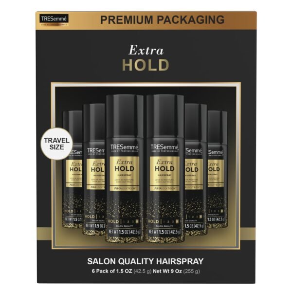 TRESemmé Travel-Size Hairspray 6-Pack – TRES Two Aerosol Hair Spray Extra Hold, Anti-Humidity, Anti-Frizz Hair Products, 1.5 Oz Ea - Image 3
