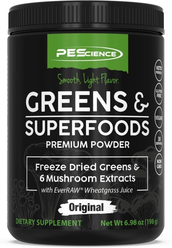 PEScience Greens & Superfoods Powder, Original, 30 Servings, Natural Chlorophyll with Turkey Tail Mushroom & Fruit Extracts Blend - Image 2