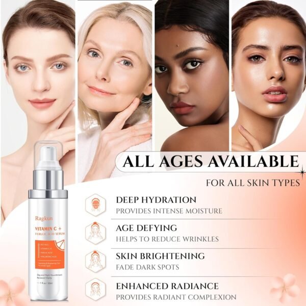 Vitamin C Brightening Serum for Face, CE Ferulic Acid, Super Vitamin C Serum, Hyaluronic Acid Serum for face, Dark Spot Remover for Face Lifting, Firming Anti Aging Wrinkle Serum-1 Fl Oz. - Image 6