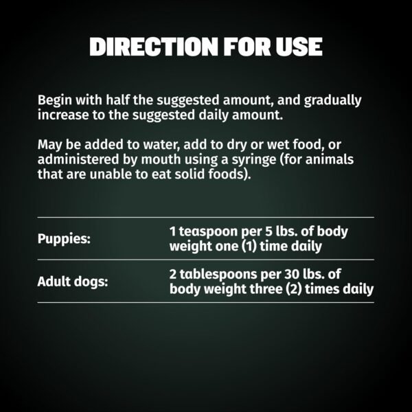Bully Max Weight Gainer Liquid for Puppies & Adult Dogs - 2-in-1 High Calorie Multivitamin Dog Supplements & Vitamins for Weight Gain with Omega 3 & Whey Protein for All Breeds & Ages - 16 oz Bag - Image 9