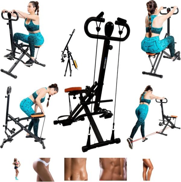 DARCON Squat Machine Exercise Equipment - Squat Ab Rowing Machine for Abs - Home Workout Equipment for Women-Men, Power Rider Row Squat for Glutes, Legs and Full Body Workouts (Black) - Image 2