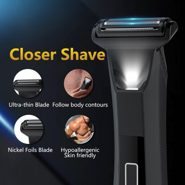 Manscape 3-in-1 Body Trimmer for Men, Groin, Pubic & Ball Hair Shaver No-Nick, Nose Hair Trimmer, Body Groomer for Smooth Shaving, Lightweight with Travel Lock, LED Display, IPX7 Waterproof - Image 8