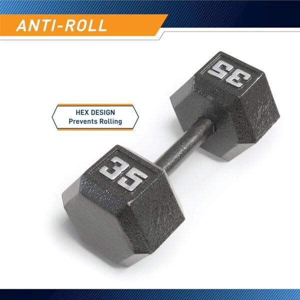 Marcy Cast Iron Hex Dumbbells Collection - Available size from 3-lb to 100-lb, SOLD INDIVIDUALLY - Image 4