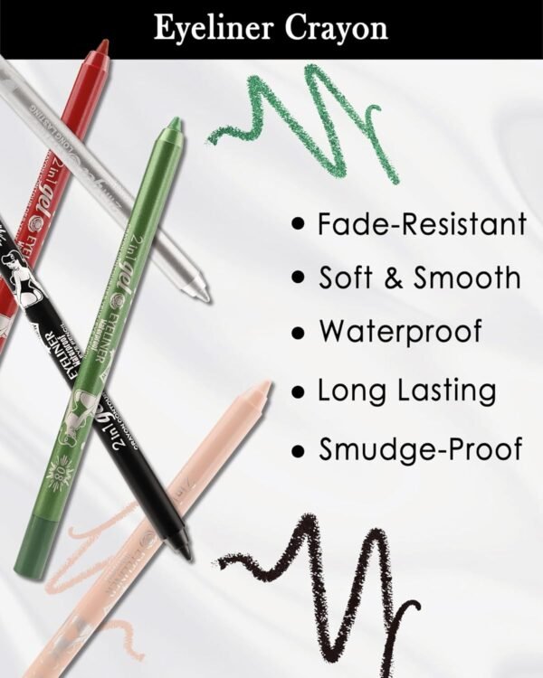 Brown Gel Eyeliner Pencil, Sharpenable Eye Liner Waterproof Smudge proof Long Lasting, Matte Gel Cream Smooth Texture, Intense Color Waterline Eyeliner Pen Makeup with Sharpener, Delineador De Ojos-06 - Image 5