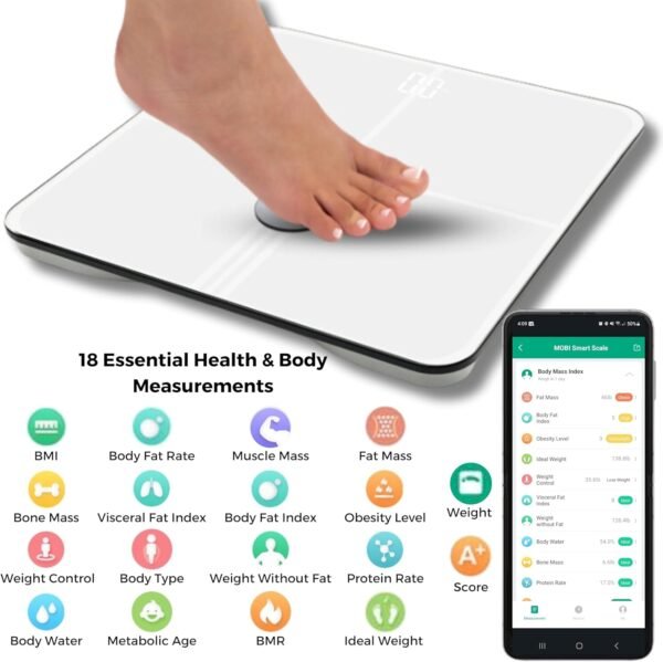 MOBI Connect Smart BMI Wi-Fi Total Body Composition Scale with App Analysis, Wireless Weight Scale, Easy Body Fat Measurement and Provide Quick Analysis for Your Health, Workout Progress, and Diet - Image 3