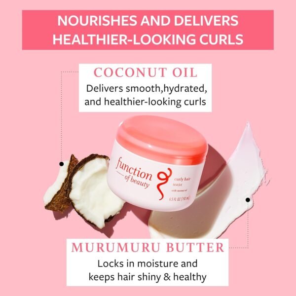 FUNCTION OF BEAUTY Hair Mask for Curly Hair, 6.5 oz Each (2-Pack) - Deep Conditioning Formula With Coconut Oil and Shea Butter for Smooth, Hydrated, Healthier Looking Curls - Image 3
