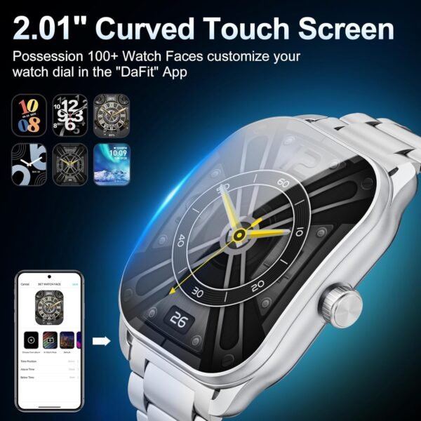 Curve Military Smart Watch for Men(Answer/Make Call), 2.01" Smartwatch with Heart Rate/Sleep Monitor, Fitness tracker with 120+ Sports Modes IP68 Waterproof Fitness Watch for Android iOS (2 Straps) - Image 3