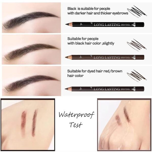 12 Pcs Dark Brown Eyebrow Pencil Eyeliner Makeup，Soft Textured，Easy to Color，Waterproof，Long Lasting Eyebrow Tint Pen for Fills in Sparse Areas and Gaps Create a Natural Eye Brow - Image 7