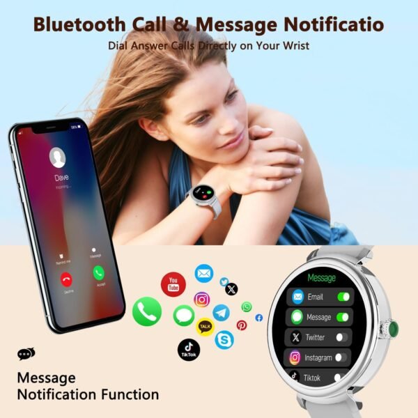 Smart Watch for Women with Answer/Make Call,1.27" HD Waterproof with DIY Faces,Fitness Tracker Smart Watch with Heart Rate,SpO2,Sleep Monitoring Compatible with iOS/Android - Image 3