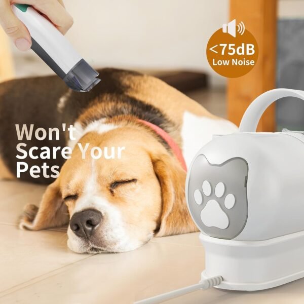 Dog Grooming Kit, Pet Grooming Vacuum with Pet Clipper Nail Grinder, Dog Hair Vacuum with 6 Pet Grooming Tools for Dogs Cats Shedding Grooming (White) - Image 4
