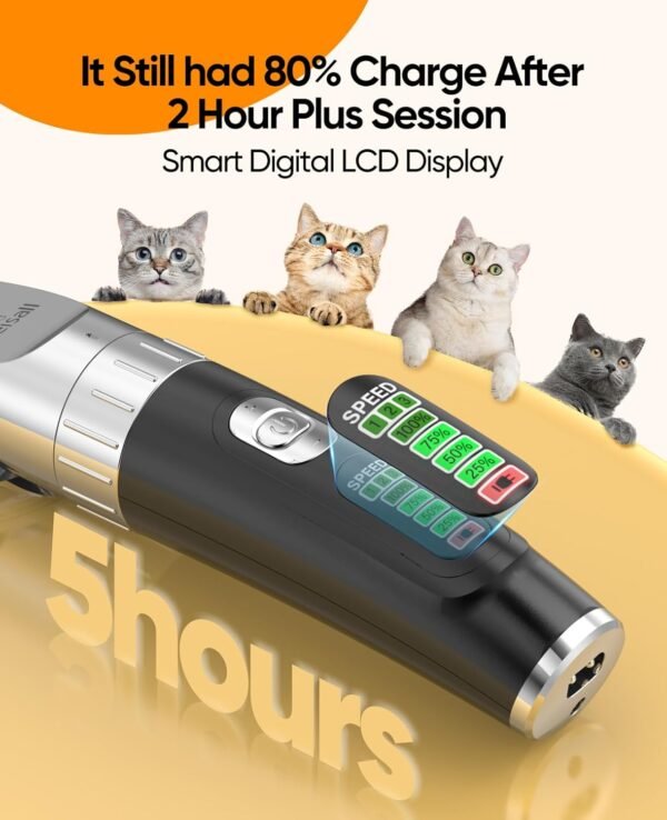 oneisall Cat Clippers,Quiet Cat Hair Trimmer for Matted Hair,Rechargeable Cat Grooming Supplies for Thick/Curly/Fin Hair,Cordless Cat Grooming Kit - Image 7
