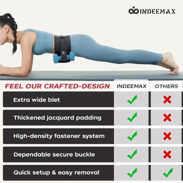 INDEEMAX Hip Thrust Belt, Booty Trainer for Women Men, Portable Exercise Hip Thrust Pad for Dumbbells Kettlebells Weights Plates, Adjustable Glute Workout Equipment Band for Home Gym - Image 9