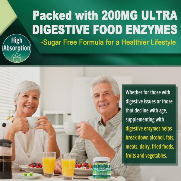 Digestive Enzymes Gummies for Women & Men, Multi-Enzymes with 90Billion CFU Probiotics and Prebiotics & Postbiotic, Vegetable & Fruit Fiber Blend, Super Enzymes for Digestive & Gut Health,Immune,60Cts - Image 7