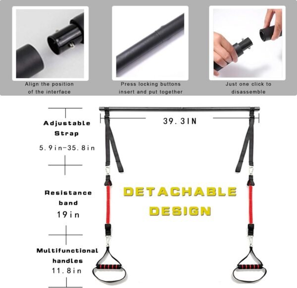 180LBS Adjustable Pilates Toning Bar Kit with Resistance Bands, Anti-Break, Full Body Dynamic Workout, Home Portable Gym - Image 7
