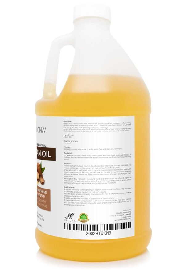 velona Argan Oil - 64 Fl Oz | 100% Pure and Natural | Morocco Oil | Stimulate Hair Growth, Skin, Body and Face Care | Nails Protector | Unrefined, Cold Pressed - Image 6