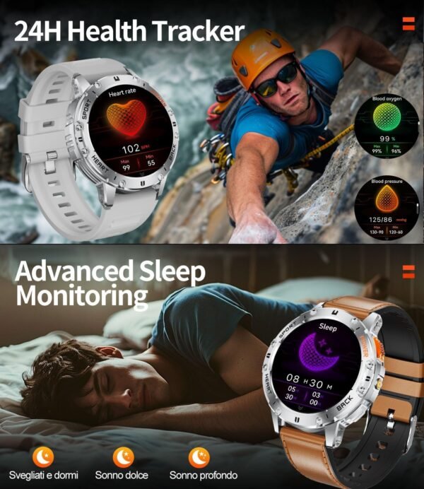 Smart Watches for Men(3 Straps),1,43'' AMOLED Military Smart Watch for Men with LED Flashlight/530mAh Large Battery/5ATM Waterproof,Fitness Tracker Smartwatch with Answer/Make Call Silver - Image 6