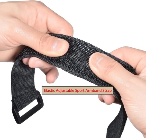HYS Adjustable Elastic Armband Strap Bundle for Universal Silicone, Leather, Nylon Holster Case with Armband Slots (Black, 1) - Image 4
