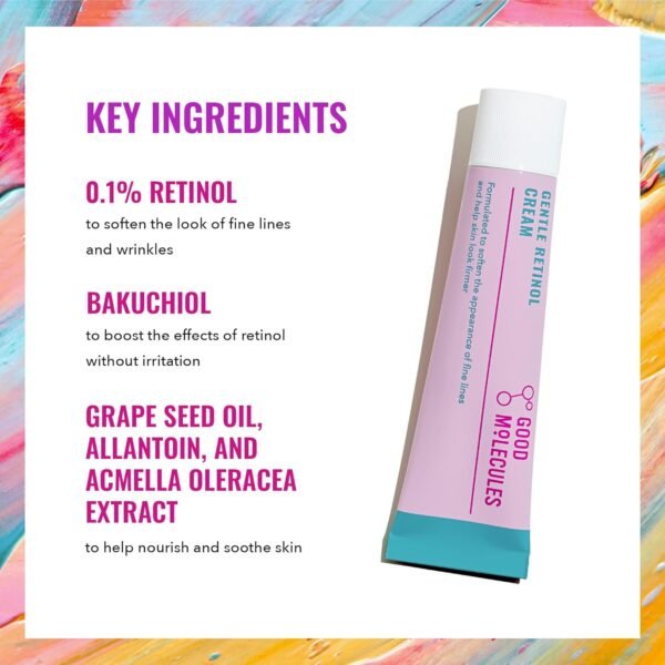 Good Molecules Gentle Retinol Cream - Night Cream with Retinol and Bakuchiol - Targets Fine Lines, Congestion, Enlarged Pores - Anti-Aging Skincare for Face - Image 4