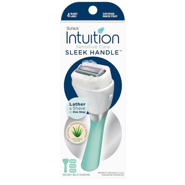 Schick Intuition Sleek Razors for Women with Sensitive Skin | 1 Razor & 3 Intuition Razor Blades Refill with Organic Aloe - Image 2