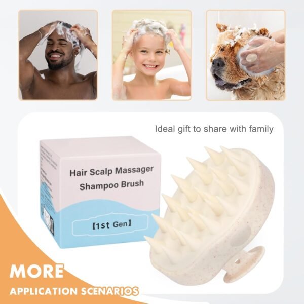 FREATECH 2-Pack Wheat Straw Hair Scalp Massager Shampoo Brush with Silicone Bristles for Hair Growth and Dandruff, Hair Massager Scalp Scrubber Head Exfoliator for Wet & Dry Hair, Women Men Kids - Image 8