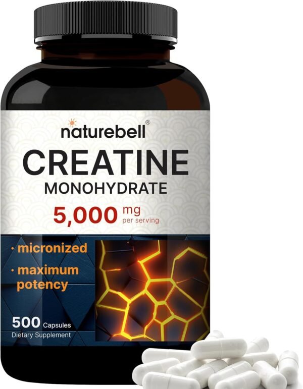 Creatine Monohydrate 5,000mg Per Serving, 500 Capsules | Micronized – Unflavored Creatine Pills – Support Pre Workout & Healthy Muscle – Easily Absorbed, Easy to Swallow (71 Servings) - Image 2