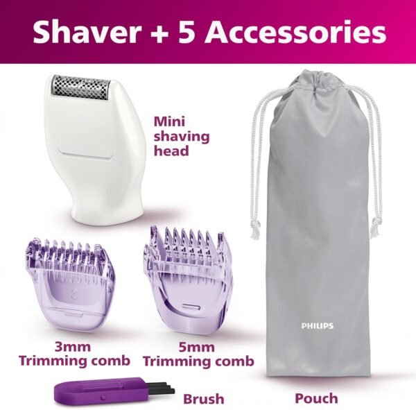 Philips Beauty Bikini Genie Cordless Trimmer for Bikini Line Hair Removal, with Shaving Head and Comb, BRT383/50 - Image 9