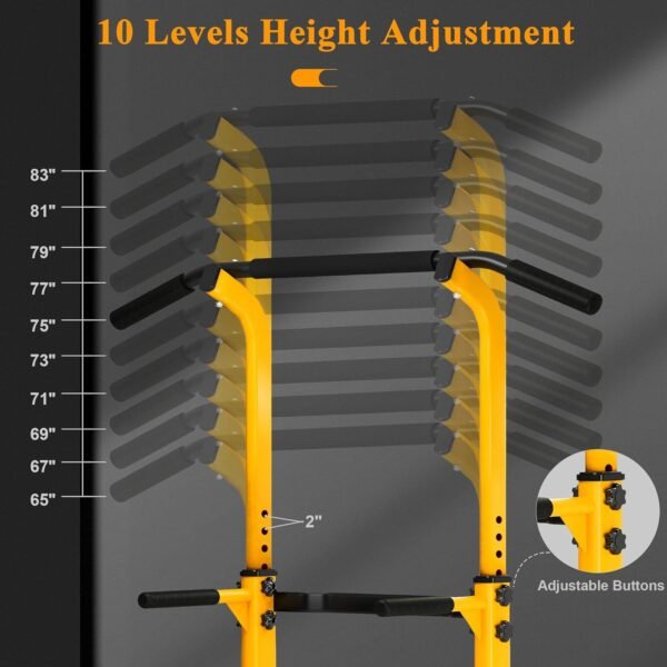 DlandHome Pull Up Bar, Power Tower Dip Bar, Pull Up Bar Free Standing with 10 Levels Adjustable Height for Home Gym Workout Equipment, Strength Training Fitness - Image 4