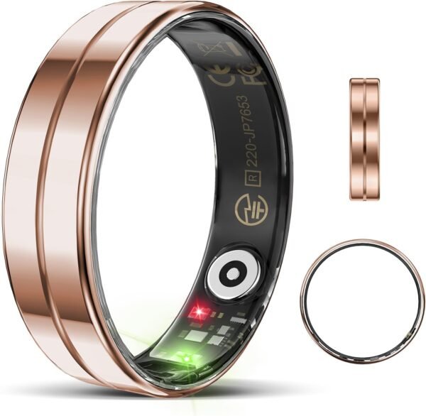 Upgrade Smart Health Ring for Women Men,Waterproof Fitness Ring,Fitness Tracker for Activity Monitoring,Sleep Tracker, No Subscription Fee, Smart Ring for iSO & Android (Rose Gold,8#) - Image 2