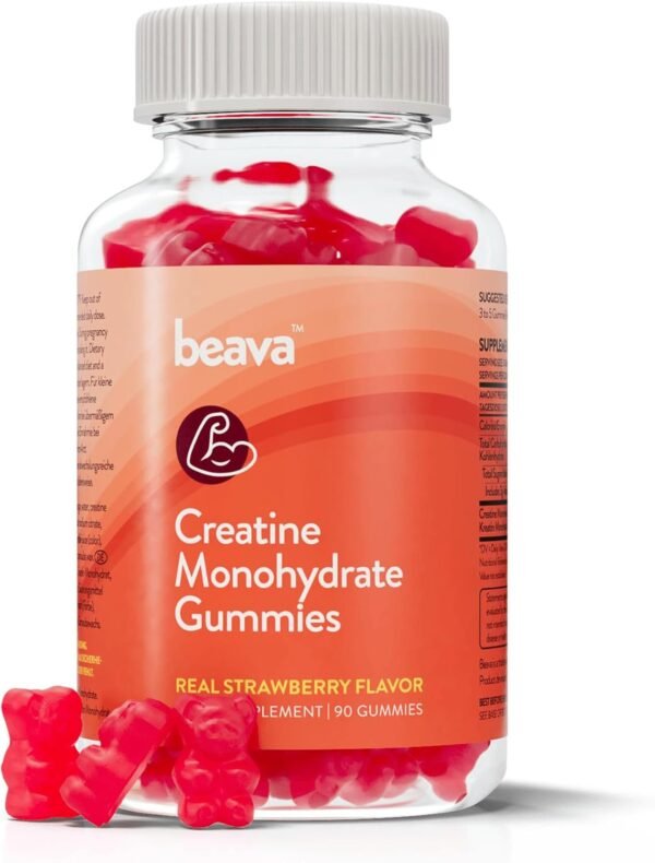 Creatine Monohydrate Gummies - 30 Servings - Vegan Creatine Chews for Muscle Growth, Muscle Recovery, Workout Recovery, Anaerobic Endurance - No Loading Phase - No Bloating - Strawberry - Low Sugar - Image 2