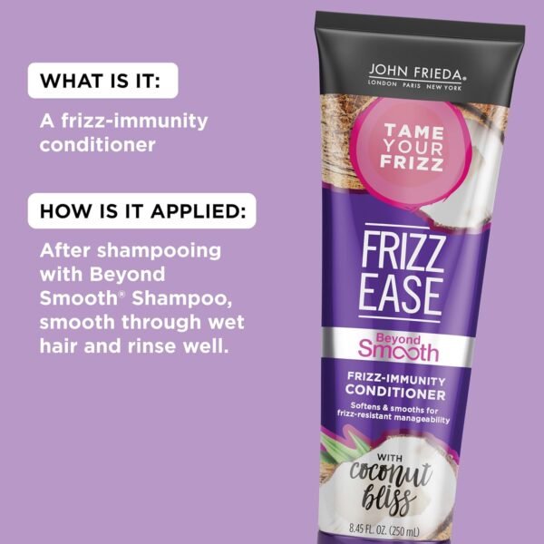 John Frieda Frizz Ease Beyond Smooth Frizz-Immunity Conditioner, 8.45 Ounces, Anti-Humidity Conditioner, Prevents Frizz, with Pure Coconut Oil - Image 4