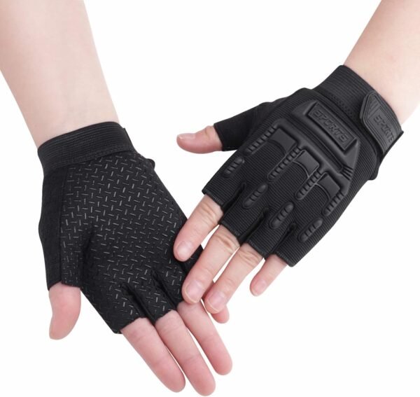 Kids Half Finger Cycling Gloves Mittens Breathable Non Slip Fingerless Bike Riding Gloves Shockproof Sports Training Gloves UV Protection Outdoor Skateboard Gloves for Boys Girls 6-10Y - Image 2