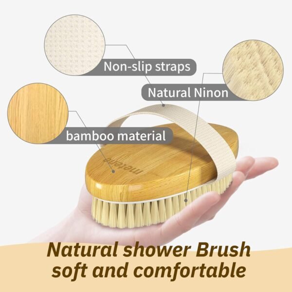 Metene Dry Brushing Body Brush with Soft and Stiff Natural Bristles, Body Exfoliating/Massage Scrub Brush for Cellulite and Lymphatic, Improve Your Circulation, 2 Pack - Image 4