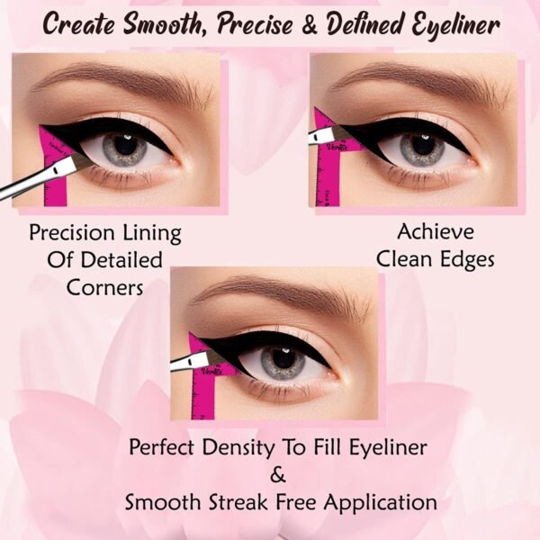 Eyeliner Stencils Pencil Liquid Waterproof Tool For Liner Makeup Brush Pen Stamp Thin Sharpener Cat Eyes Small Angled Wing Tip | Real Beginners Techniques Eye Shadow Lines Gel Eyebrow Pomade Black - Image 3