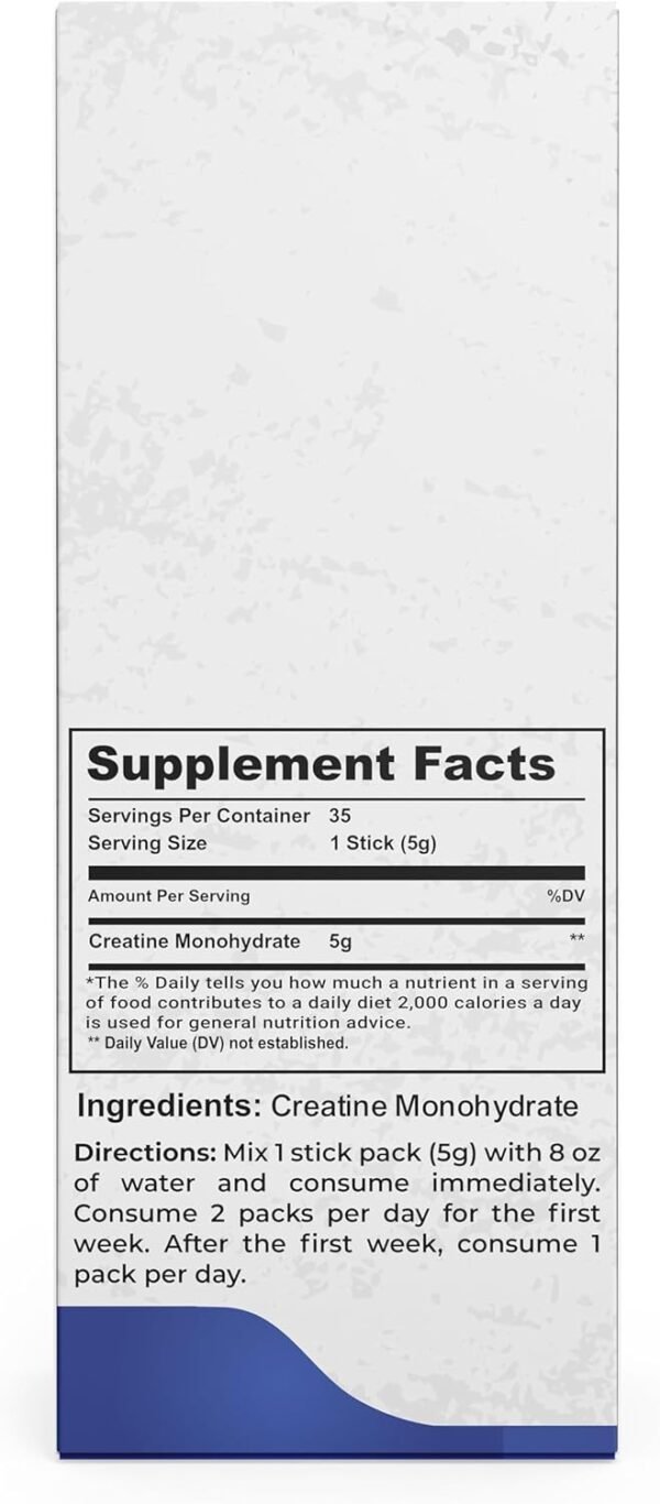 ChoZen Supplements Creatine Monohydrate Powder - 5g (5000mg) | Single Serve Packets | 35 Stick Packs | Keto Friendly | Vegan - Image 3