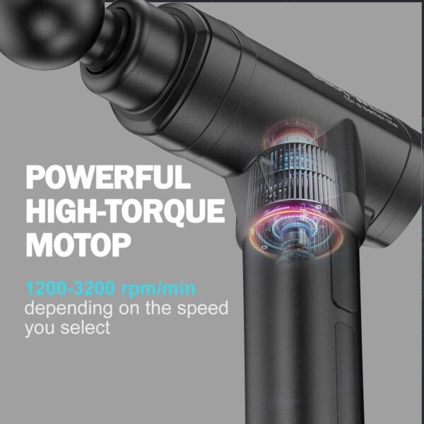 Massage Gun Deep Tissue - Back Muscle Massager w/High Torque Motor for Back Pain, Shoulder, Neck, Body, All Muscles Recover & Massage - Image 5