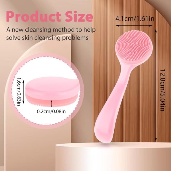 2 PCS Silicone Manual Facial Cleansing Brush Silicone Facial Scrubber Handheld Exfoliator Soft Bristles Scrubber Skin Friendly Waterproof Face Cleaning Scrubber for Blackheads Makeup Residues Removal - Image 3