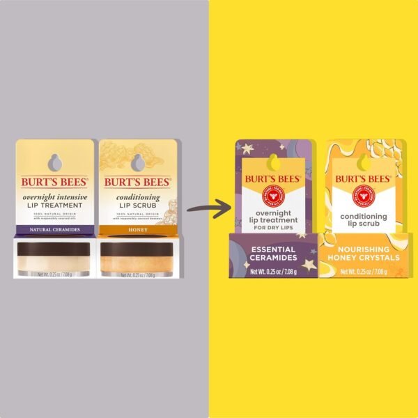 Burt’s Bees Conditioning Lip Scrub and Overnight Intensive Lip Treatment, With Ceramides, College Back to School Dorm Essentials, Exfoliates and Hydrates Lips 8 Hours, Natural Origin, 2 Jars, 0.25 oz - Image 3