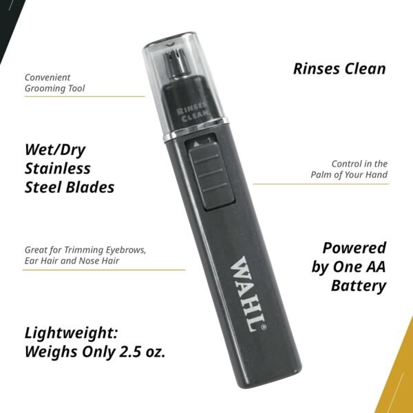 Wahl Professional Nose Trimmer Cordless Battery Operated Stainless Steel Blades Lightweight Precision - Image 4