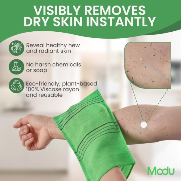 Modu 4 Pcs Korean Exfoliating Mitt Bath Washcloth 9.1 x 6 in - Asian Italy Towel (Large 4Pcs Green Skyblue Pink Yellow) - Image 3