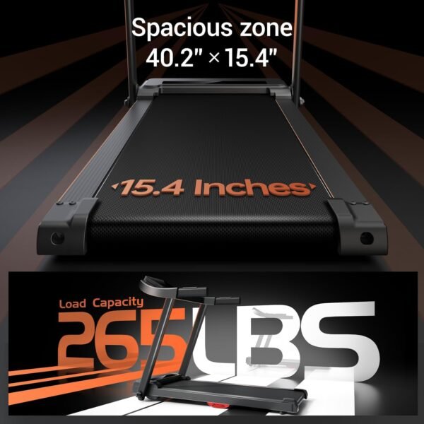 Folding Treadmills for Home, 2.5 HP Quiet Brushless Foldable Treadmill with Pulse Sensor, 7.5 MPH, 265 LBS Capacity - Image 5