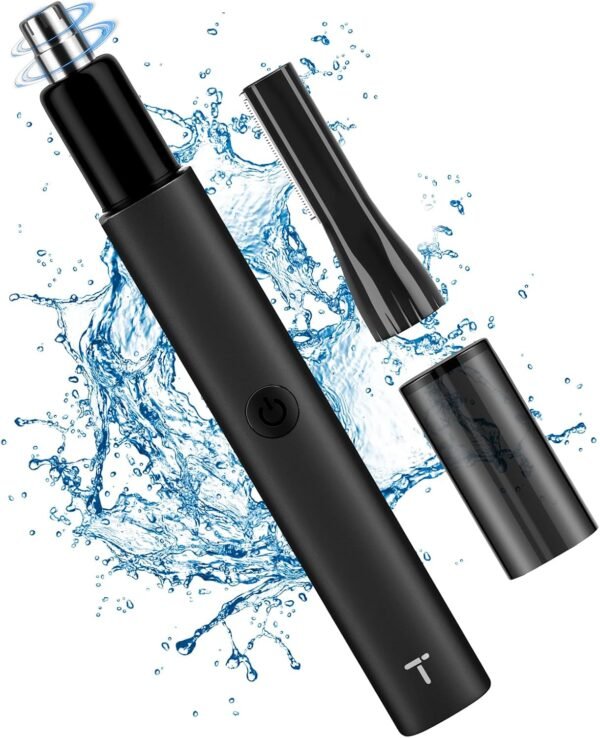 TIFOR Ear and Nose Hair Trimmer for Men and Women Painless Waterproof Eyebrow Facial Hair Removal Nose Clipper with 2 Extra Replaceable Dual-Edge Blades (Nose Hair Trimmer-Black) - Image 2