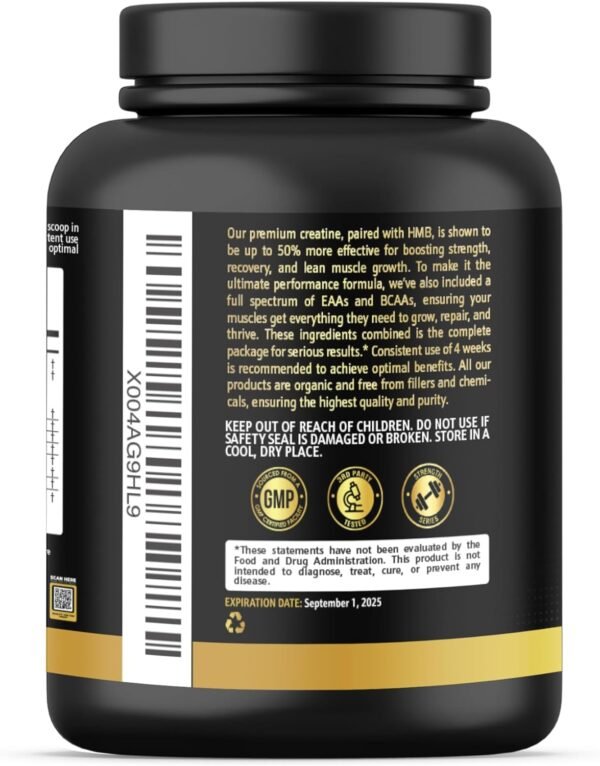 Creatine HMB Supplement w/Essential Amino Acids Powder | EAA & BCAA Mix | Creatine Monohydrate and HMB Powder | EAAS Amino Acids Powder | BCAAS Amino Acids - Image 10