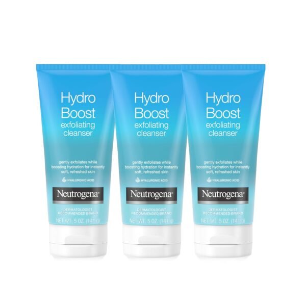 Neutrogena Hydro Boost Gentle Exfoliating Daily Facial Cleanser with Hyaluronic Acid, Clinically Proven to Increase Skin's Hydration Level, Non-Comedogenic Oil-, Soap- & Paraben-Free, 5 Oz, 3 Pack - Image 2