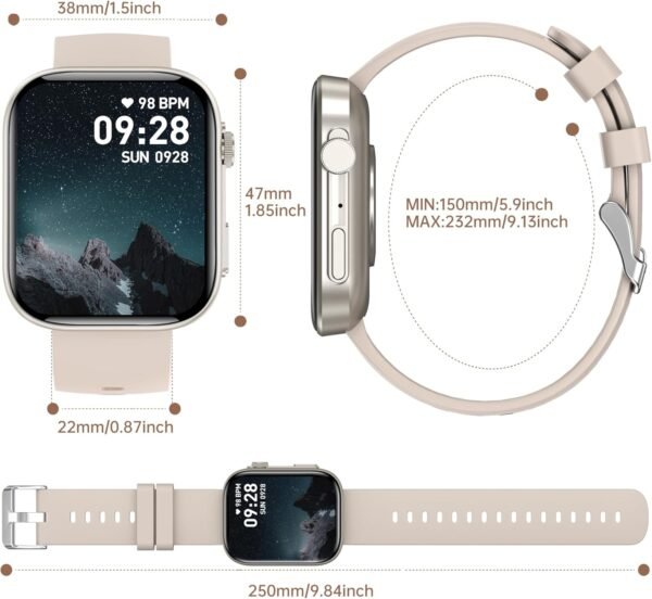 BRIBEJAT Smart Watch for Men Women (Make/Answer Call), HD 2.01'' Smartwatch IP68 Waterproof, Fitness Tracker Pedometer SpO2/Heart Rate/Sleep Monitor, Compatible with iPhone Samsung iOS Android Phone - Image 8