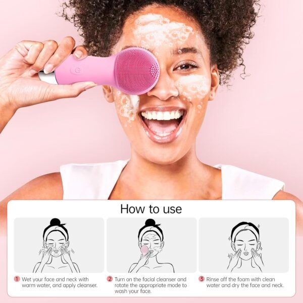 Facial Cleansing Brush, Electric Face Scrubber with Rechargeable Exfoliator, Completely Waterproof Face Scrub Brush Massaging and Deep Pore Cleansing - Image 7