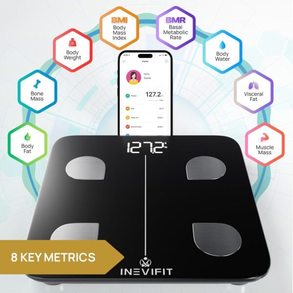 INEVIFIT Smart Bluetooth Scale & Digital Kitchen Scale Fitness Bundle, Complete Body Composition and Nutrition Tracking Solution with Batteries Included - Image 7
