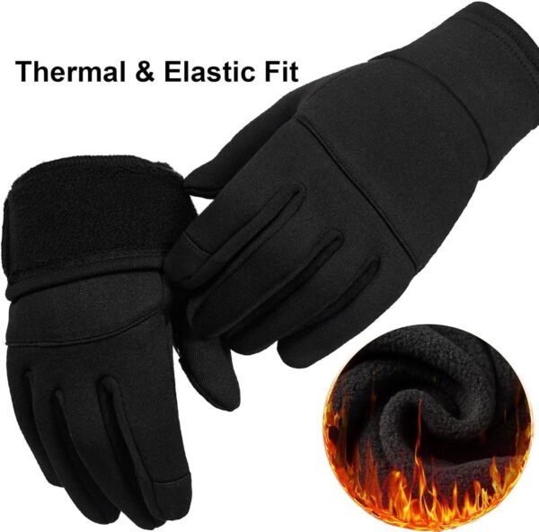 Winter Gloves Men Women Cold Weather: Thermal Waterproof Windprof Touchscreen for Runing Cycling Ski Hiking - Black - Image 3