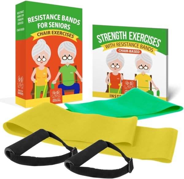 Chair Exercises for Seniors - Two Resistance Bands, Handles, and Printed Exercise Guide. Adjustable Fitness Equipment for Seniors, Elderly Home. Occupational & Physical Therapy Aids - Image 2
